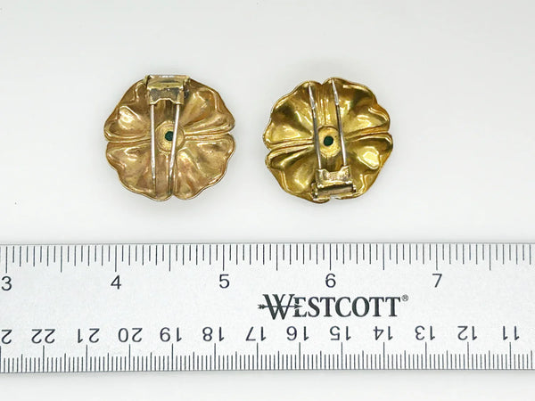 Vintage Floral Shoe Clips with Green Center Stones