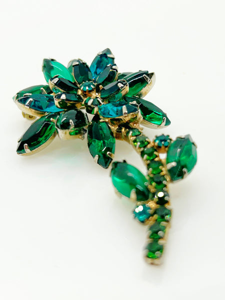 Vintage Juliana Style Green Layered Flower Brooch