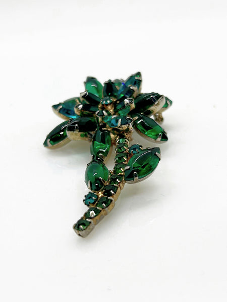 Vintage Juliana Style Green Layered Flower Brooch