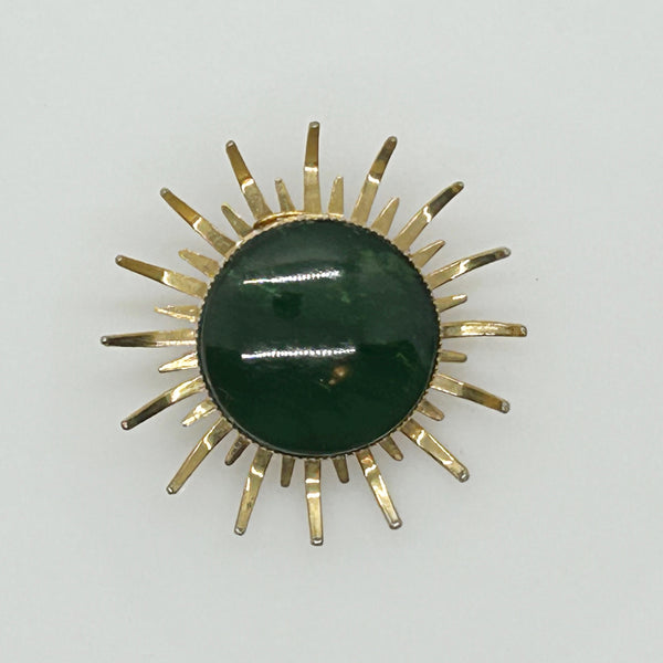 Vintage Abstract Brooch with Green Center