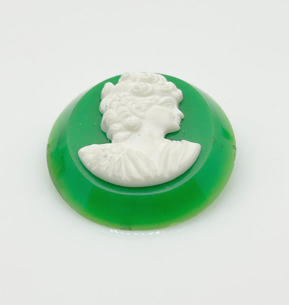 Vintage Green Cameo Brooch