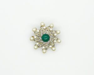 Vintage Pearl and Green Belle Epoque Style Swirl Brooch