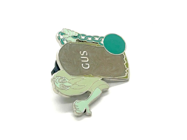 This delightful enamel pin captures one of Disney's most beloved characters from the classic Haunted Mansion! It is an Open Edition pin from the Magic Kingdom's Haunted Mansion Interactive Graveyard Mystery Collection. 
