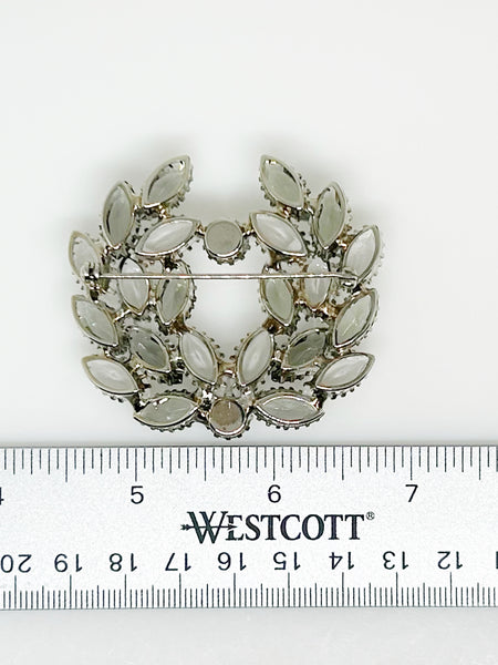 Unusual Vintage Dark Gray and Silver Sparkling Wreath Brooch