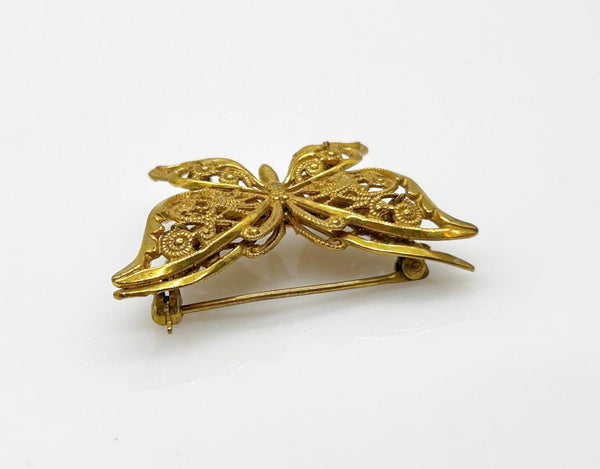 Haskell Vintage Gold Tone Layered Butterfly Brooch