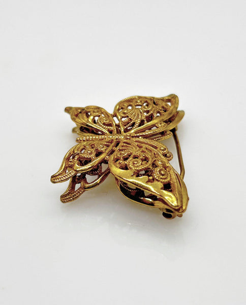 Haskell Vintage Gold Tone Layered Butterfly Brooch