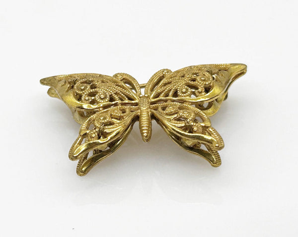 Haskell Vintage Gold Tone Layered Butterfly Brooch