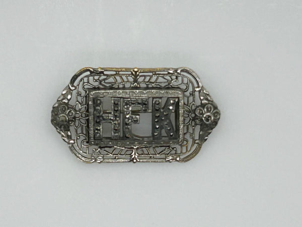 Vintage Initial "HFK" Brooch with Marcasites