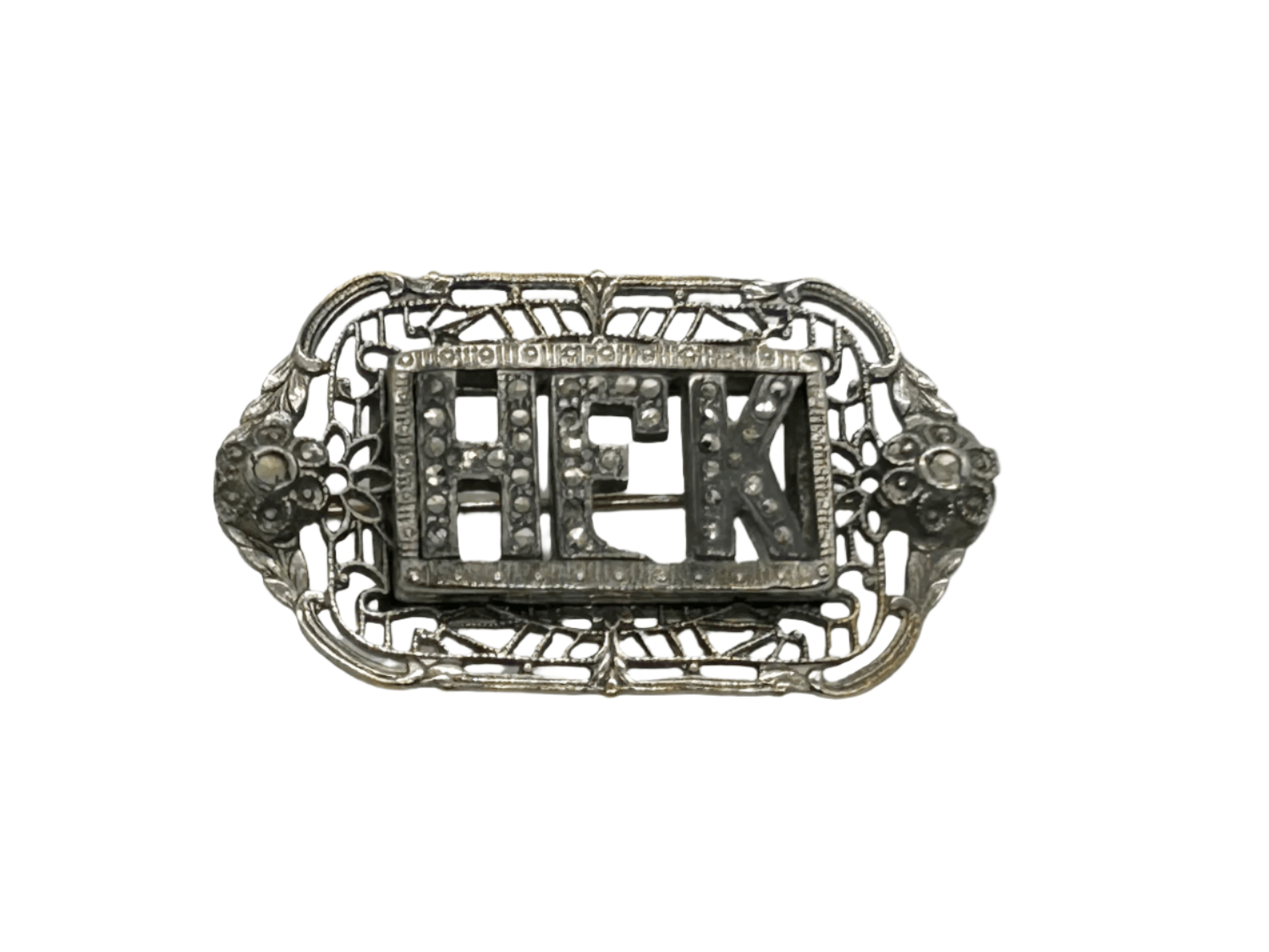 Vintage Initial "HFK" Brooch with Marcasites