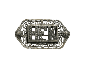 Vintage Initial "HFK" Brooch with Marcasites