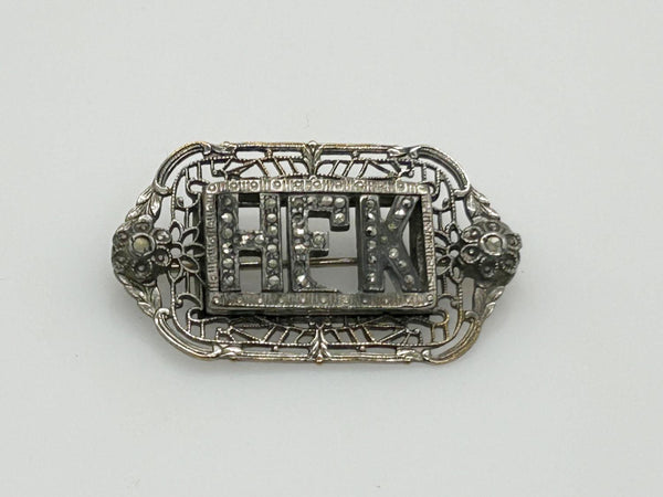 Vintage Initial "HFK" Brooch with Marcasites