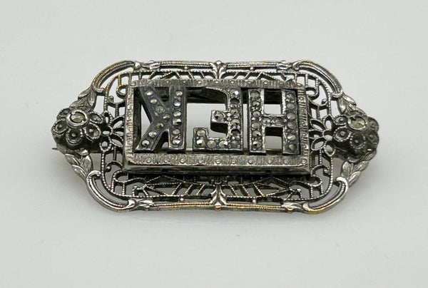 Vintage Initial "HFK" Brooch with Marcasites