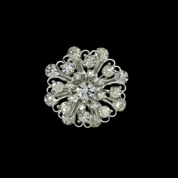 Elaborate Hidden Hearts Vintage Rhinestone Brooch