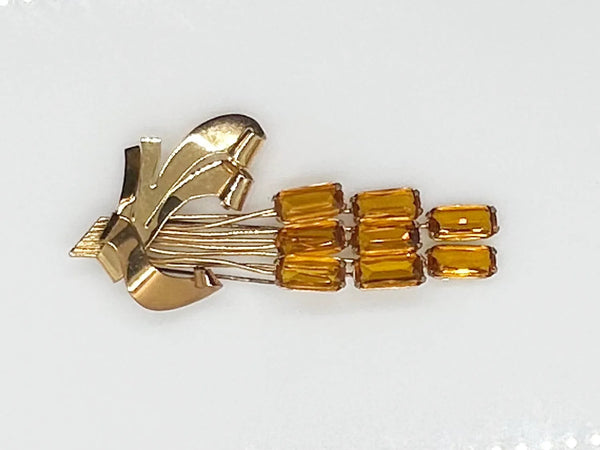 Honey Golden Vintage Clip with Golden Amber Stones