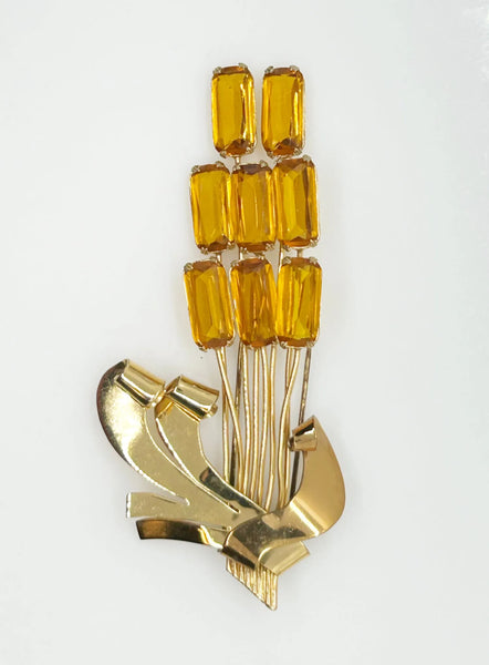 Honey Golden Vintage Clip with Golden Amber Stones