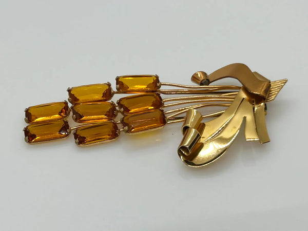 Honey Golden Vintage Clip with Golden Amber Stones