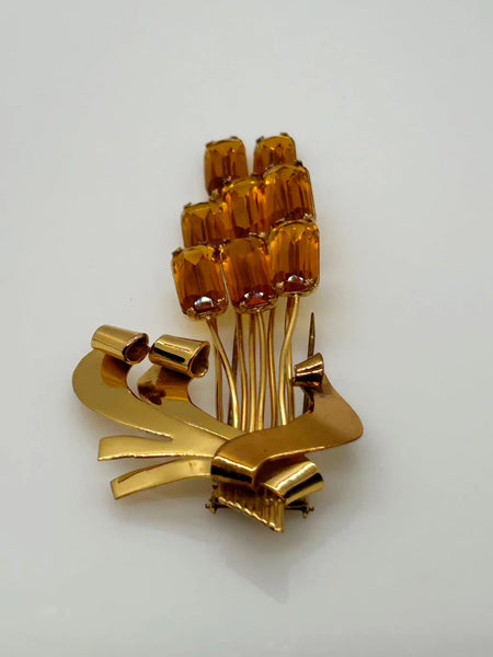 Honey Golden Vintage Clip with Golden Amber Stones