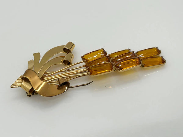 Honey Golden Vintage Clip with Golden Amber Stones