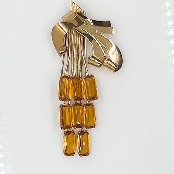 Honey Golden Vintage Clip with Golden Amber Stones