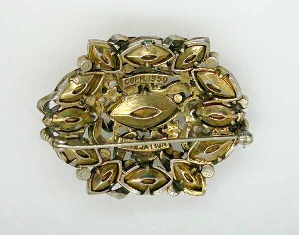 Hollycraft 1950 Golden Rhinestone Vintage Brooch - Lamoree’s Vintage