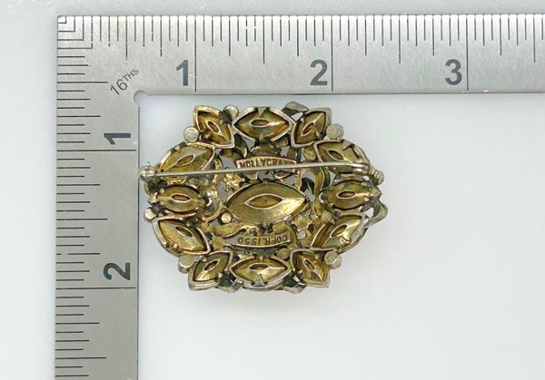 Hollycraft 1950 Golden Rhinestone Vintage Brooch - Lamoree’s Vintage