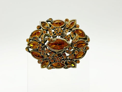 Hollycraft 1950 Golden Rhinestone Vintage Brooch - Lamoree’s Vintage