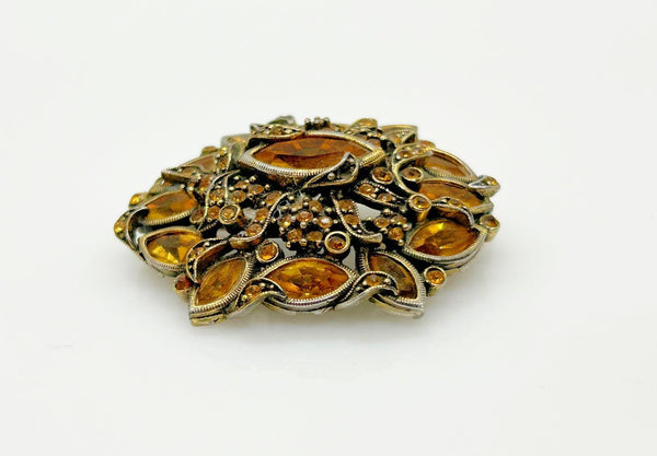 Hollycraft 1950 Golden Rhinestone Vintage Brooch - Lamoree’s Vintage