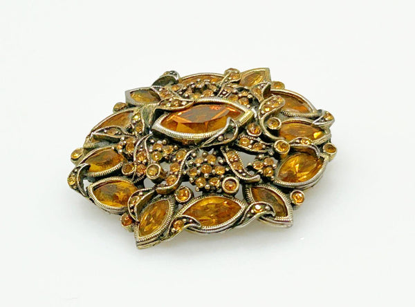 Hollycraft 1950 Golden Rhinestone Vintage Brooch - Lamoree’s Vintage