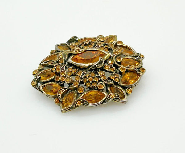 Hollycraft 1950 Golden Rhinestone Vintage Brooch - Lamoree’s Vintage