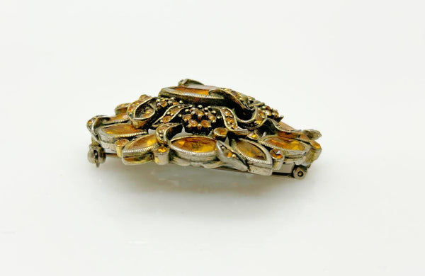 Hollycraft 1950 Golden Rhinestone Vintage Brooch - Lamoree’s Vintage