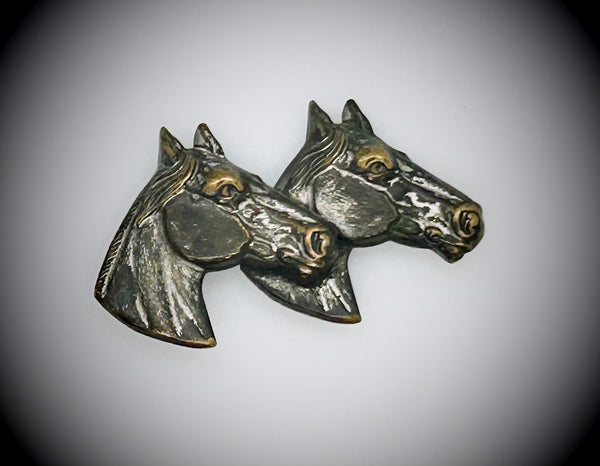 Vintage Brooch with Two Horse Profiles