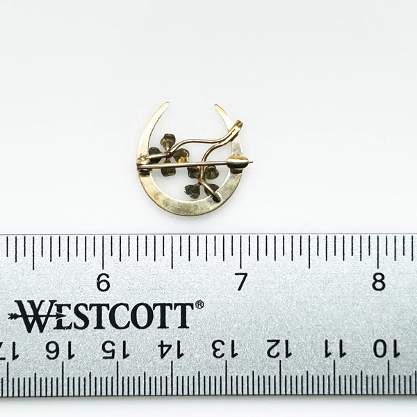 Antique Art Nouveau 10K Good Luck Horseshoe Brooch - Lamoree’s Vintage