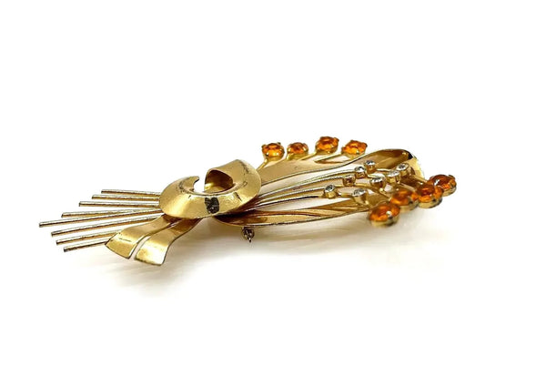 This is a massive Coro Sterling Floral Spray Ribbon Design brooch. Get mesmerized by the splendor of this vintage brooch, 