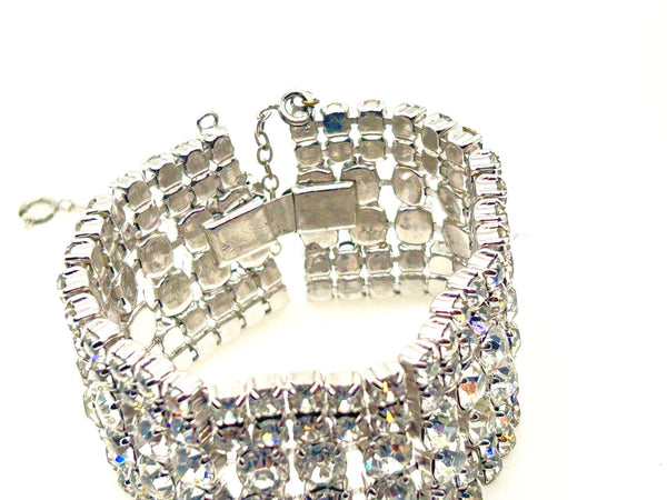 Vintage Shocking Bright Six Row Rhinestone Bracelet