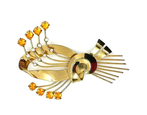 This is a massive Coro Sterling Floral Spray Ribbon Design brooch. Get mesmerized by the splendor of this vintage brooch, 
