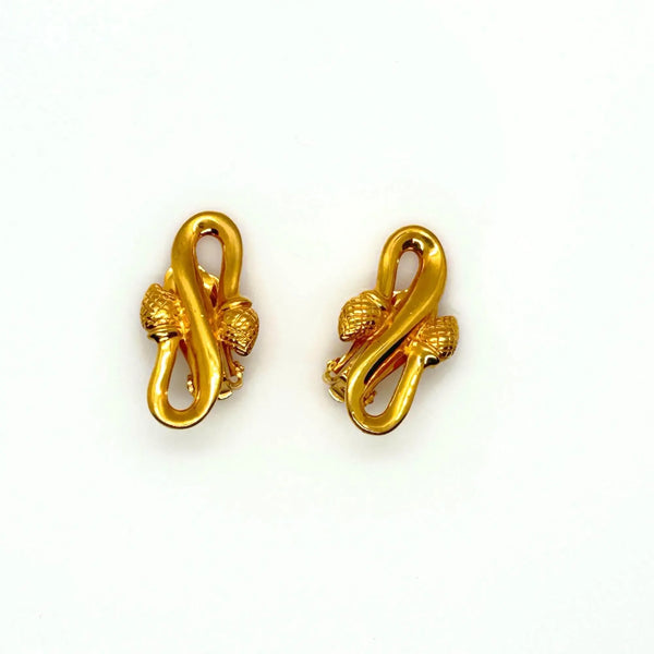 Double Knot Acorn Fendi Clip on Earrings