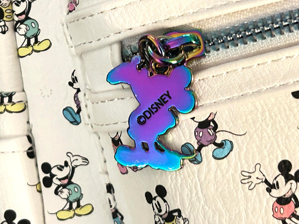  Enjoy the exclusive, pastel rainbow charm of our Loungefly Disney Pastel Rainbow Mickey Mouse Mini Backpack. Adjustable straps add comfort. Very hard to find