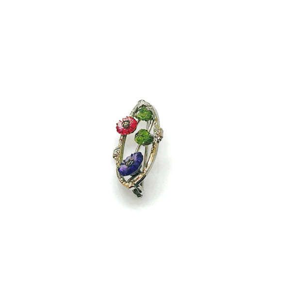 Perfect for vintage jewelry lovers: our Antique Springtime Floral Brooch provides early 20th century elegance with colorful blooms and sparkling marcasite. Shop today!