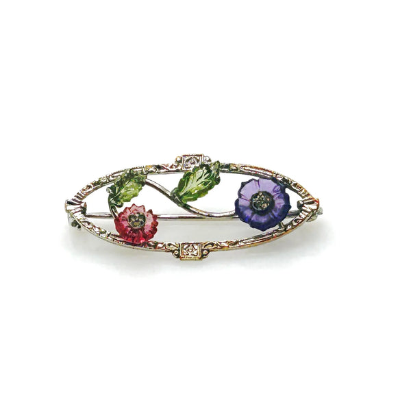 Perfect for vintage jewelry lovers: our Antique Springtime Floral Brooch provides early 20th century elegance with colorful blooms and sparkling marcasite. Shop today!