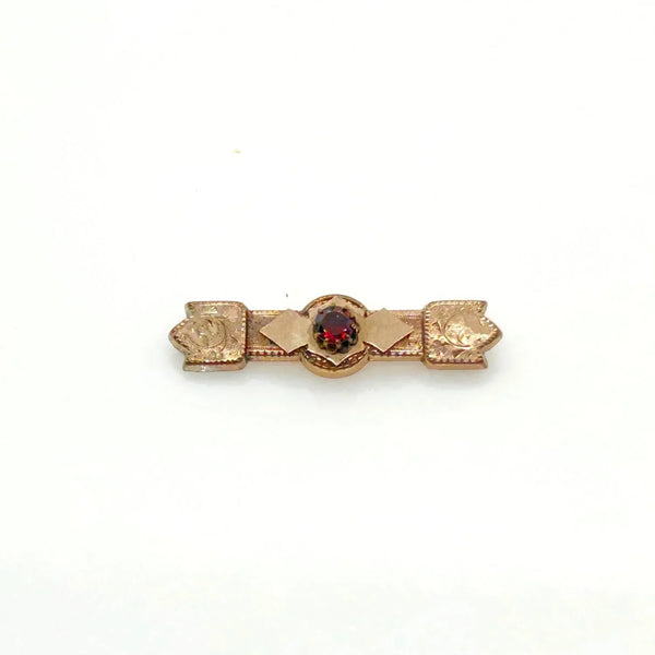 Antique Victorian Bar Brooch with Red Stone