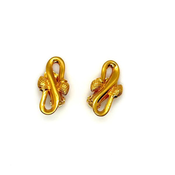 Double Knot Acorn Fendi Clip on Earrings