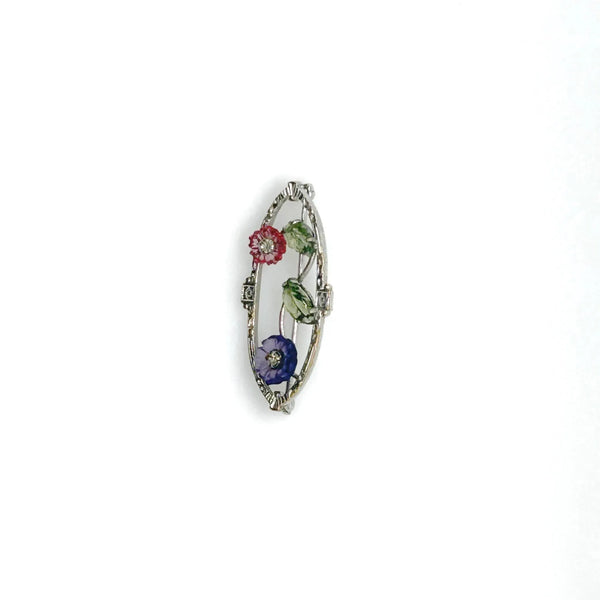 Perfect for vintage jewelry lovers: our Antique Springtime Floral Brooch provides early 20th century elegance with colorful blooms and sparkling marcasite. Shop today!