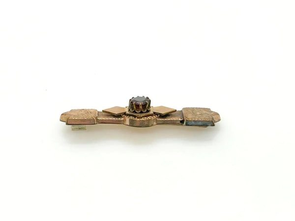 Antique Victorian Bar Brooch with Red Stone