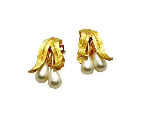 Kramer Vintage Faux Pearl Clip On Earrings