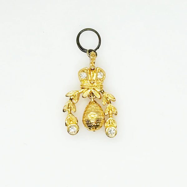 Regal Imperial Pendant with Sparkling Crown and Drops