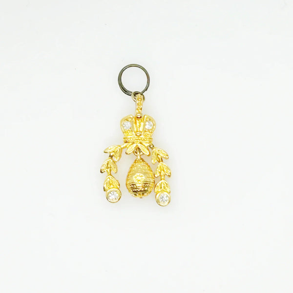 Regal Imperial Pendant with Sparkling Crown and Drops