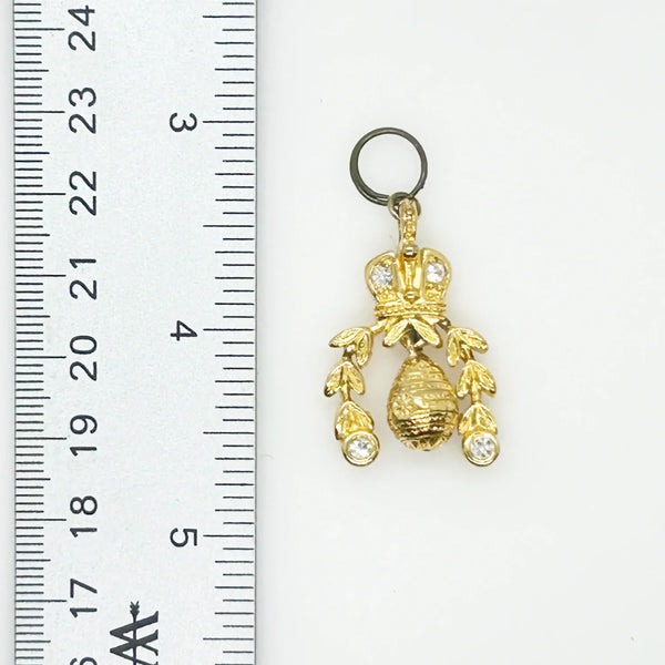 Regal Imperial Pendant with Sparkling Crown and Drops