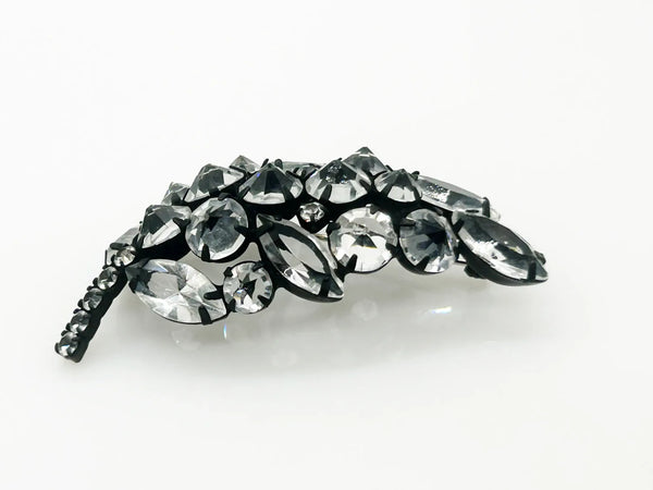 Extraordinary Vintage Inverted Crystal Leaf Japanned Pin