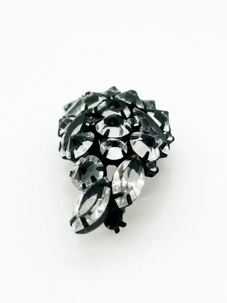 Extraordinary Vintage Inverted Crystal Leaf Japanned Pin