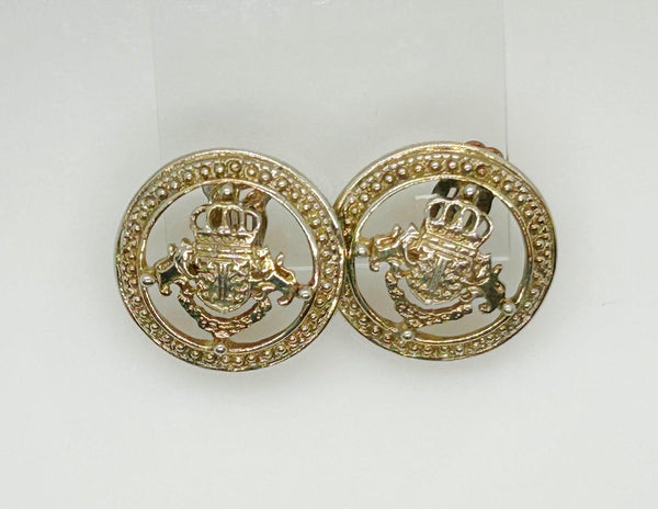 Ivana Coat of Arms Heraldic Clip On Earrings (1990s) - Lamoree’s Vintage